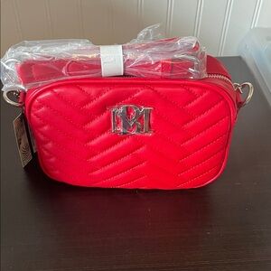 Badgley Mischka Red Quilted Crossbody Bag